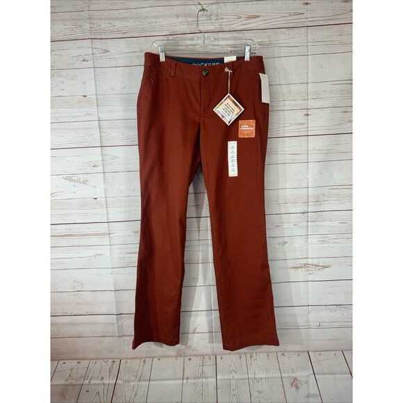 Dockers Rust red Pant Soft khaki straight Truly Slimming Size 10 Women’s Med New - Picture 2 of 7
